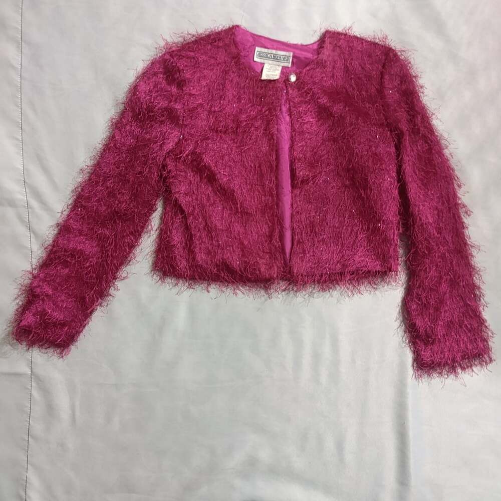Jessica Howard Fuzzy Shrug Jacket Size Medium Pink